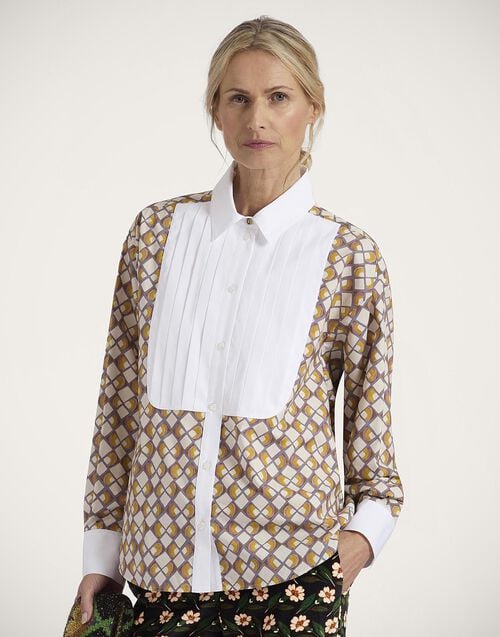 la doublej Peggy Shirt Half-Light Micro Cream in Poplin Cotton