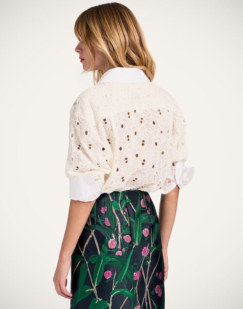La Doublej Peggy Shirt Solid Ivory In Sangallo Lace