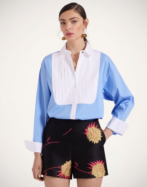 la doublej Peggy Shirt Solid Light Blue in Tailor Poplin