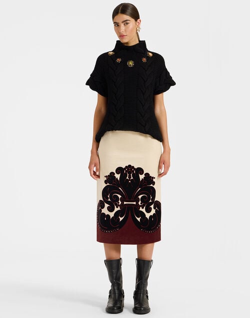 La Doublej Pencil Skirt Corsini Placée Cream In Cotton Velvet