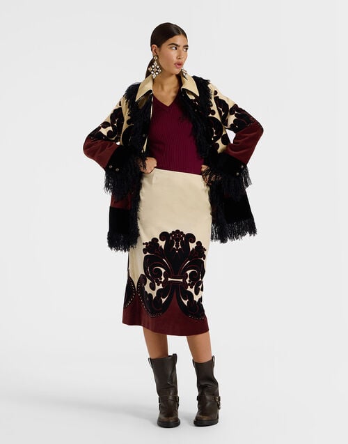 La Doublej Pencil Skirt Corsini Placée Cream In Cotton Velvet