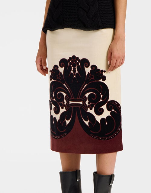 La Doublej Pencil Skirt Corsini Placée Cream In Cotton Velvet