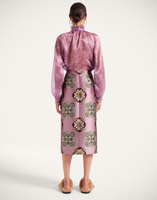 La Doublej Pencil Skirt Nucleus Dusty Pink In Jacquard