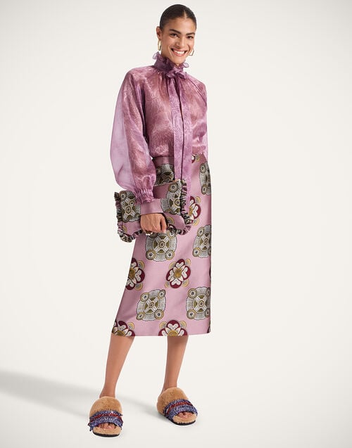 La Doublej Pencil Skirt Nucleus Dusty Pink In Jacquard