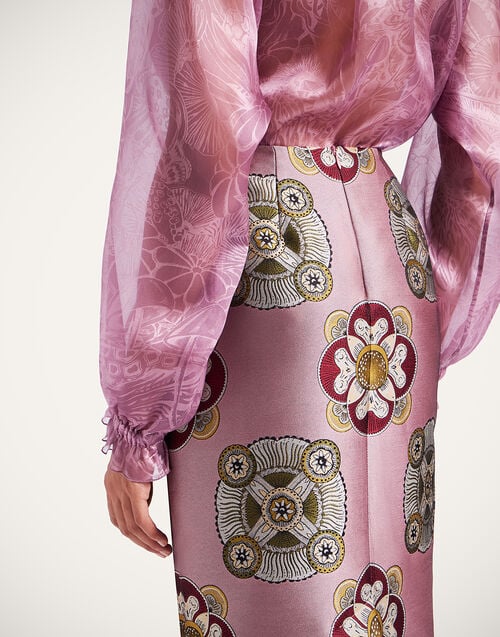 La Doublej Pencil Skirt Nucleus Dusty Pink In Jacquard