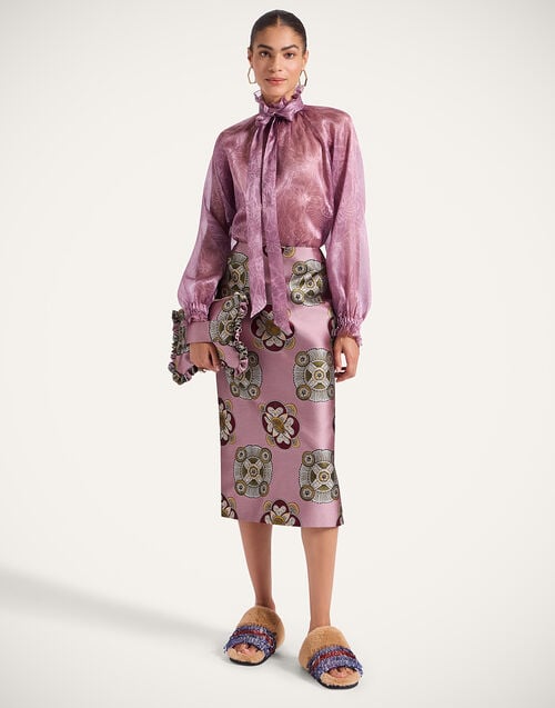 la doublej Pencil Skirt Nucleus Dusty Pink in Jacquard