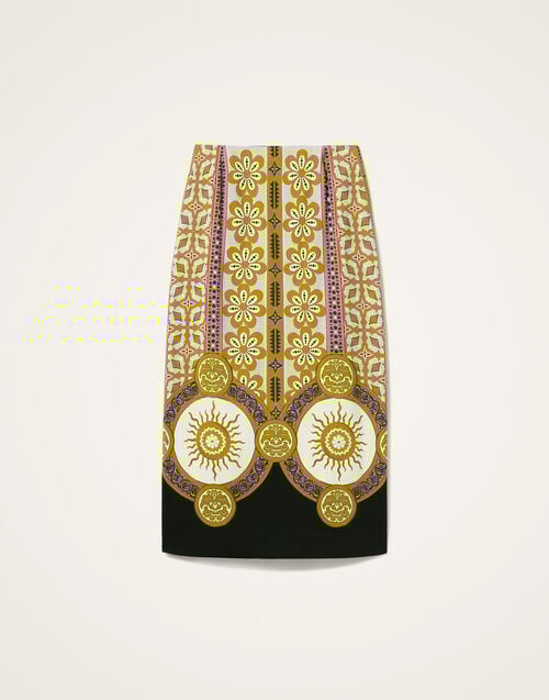 La Doublej Pencil Skirt Pagoda Placée Pink In Envers Satin