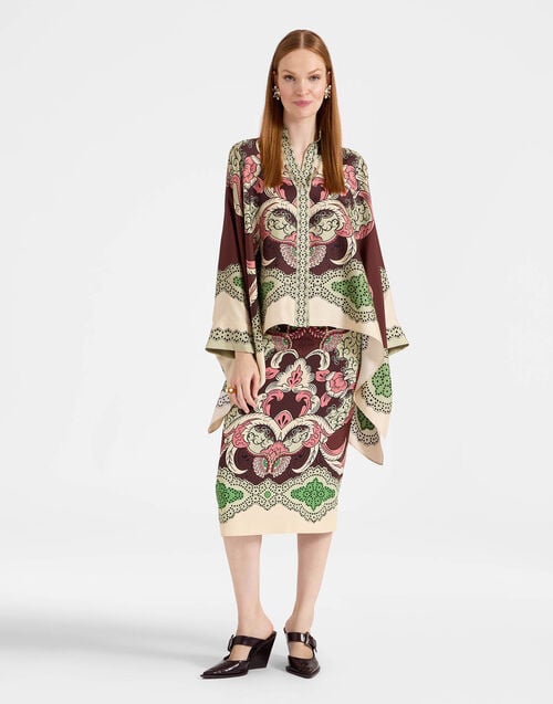 La Doublej Pencil Skirt Portal Placée Brown In Envers Satin