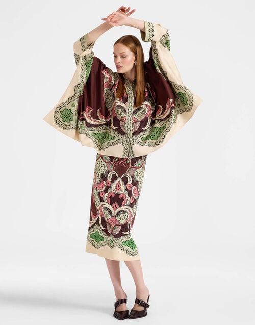 La Doublej Pencil Skirt Portal Placée Brown In Envers Satin