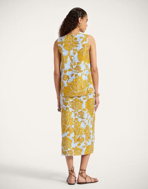 La Doublej Pencil Skirt Tangle Light Blue In Shot Cotton