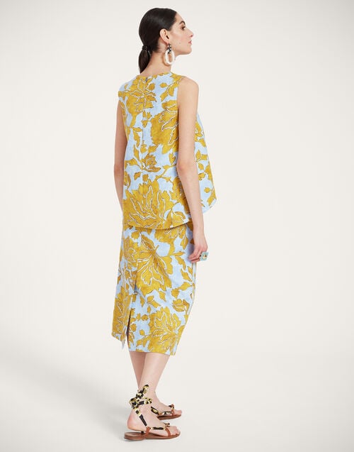 La Doublej Pencil Skirt Tangle Light Blue In Shot Cotton