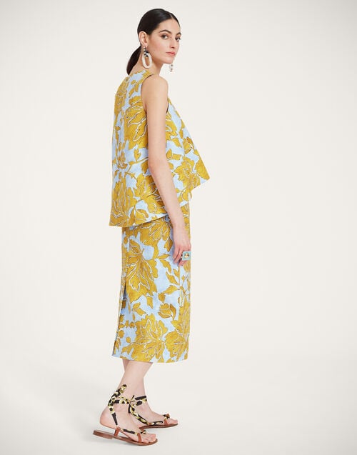 La Doublej Pencil Skirt Tangle Light Blue In Shot Cotton