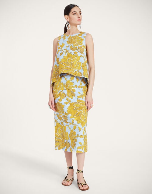 la doublej Pencil Skirt Tangle Light Blue in Shot Cotton