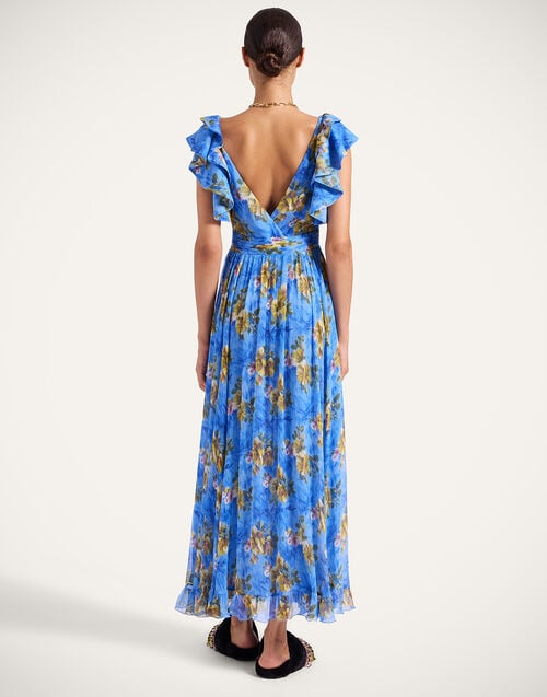 La Doublej Penelope Dress Riptide Light Blue In Silk Creponne