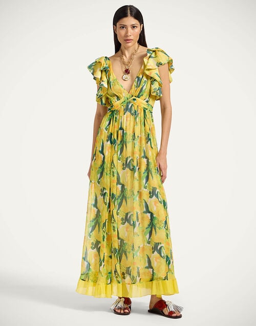 La Doublej Penelope Dress Zesty Yellow In Silk Creponne