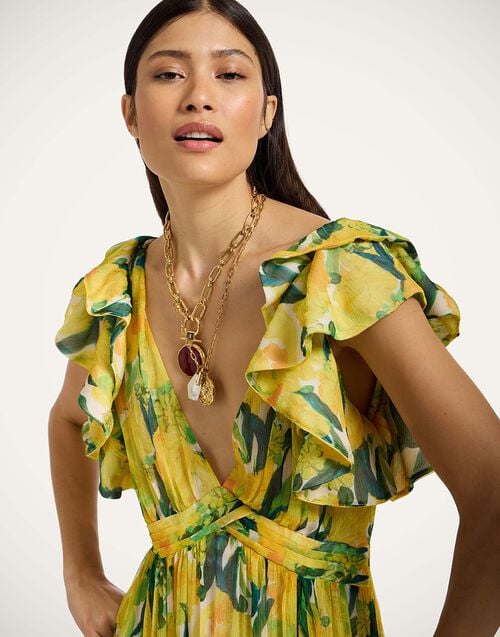 La Doublej Penelope Dress Zesty Yellow In Silk Creponne