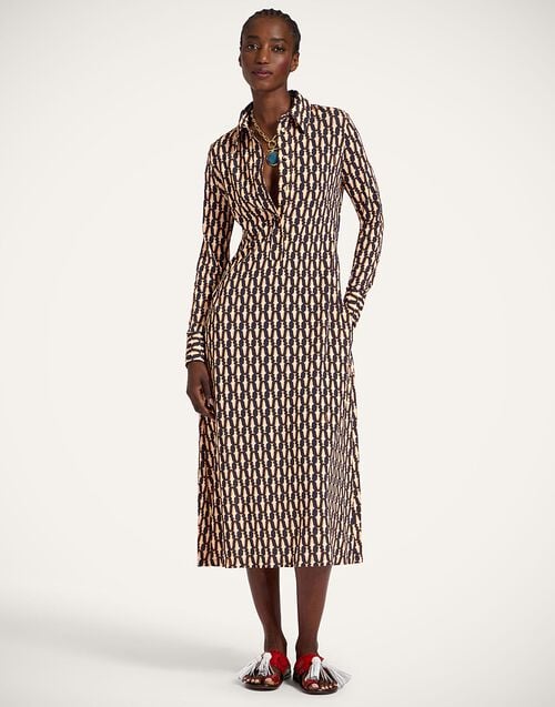 La Doublej Perry Street Dress Pesciolini Blue In Flowy Jersey