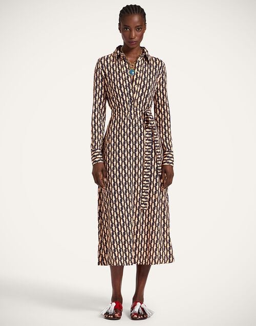 la doublej Perry Street Dress Pesciolini Blue in Flowy Jersey