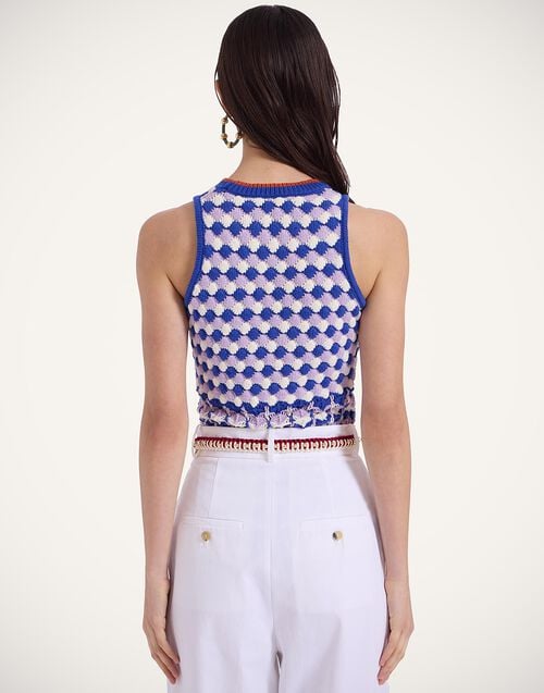 La Doublej Perry Street Top Multicolor Violet & Blue In Popcorn Crochet