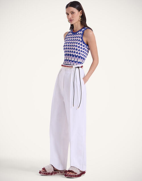 La Doublej Perry Street Top Multicolor Violet & Blue In Popcorn Crochet