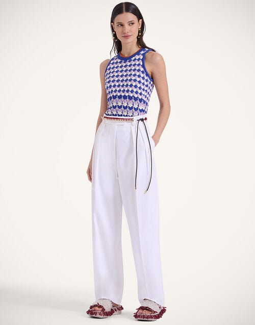 La Doublej Perry Street Top Multicolor Violet & Blue In Popcorn Crochet