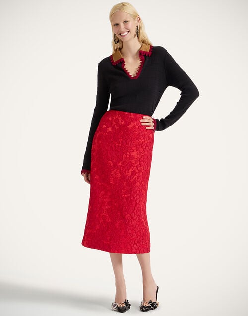 La Doublej Picket Polo Jumper Solid Black In Cotton Cashmere