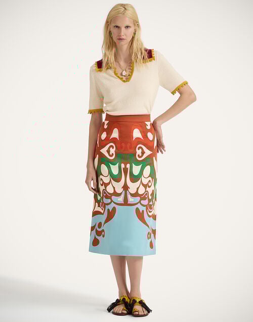 La Doublej Picket Polo Top Solid White In Cotton Cashmere