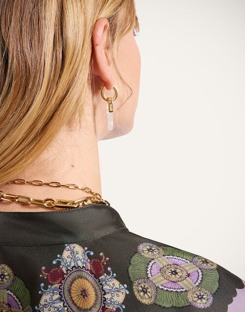 La Doublej Pillar Earrings 24k Gold Plate & Clear Quartz