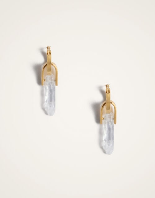 La Doublej Pillar Earrings 24k Gold Plate & Clear Quartz
