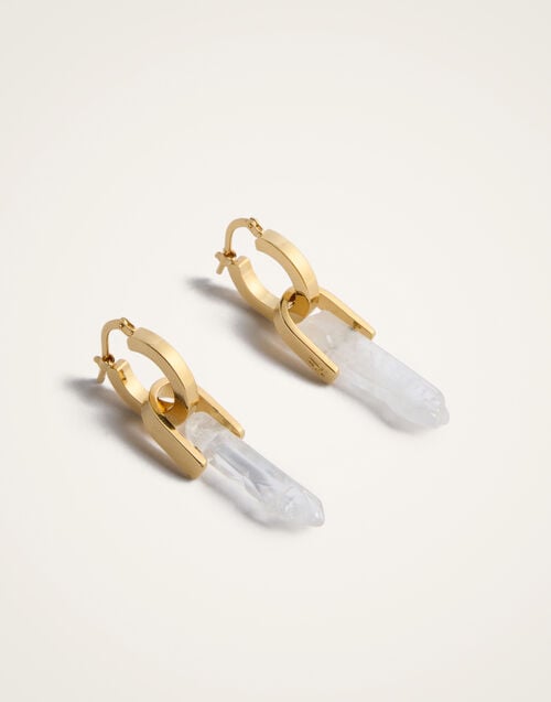 La Doublej Pillar Earrings 24k Gold Plate & Clear Quartz