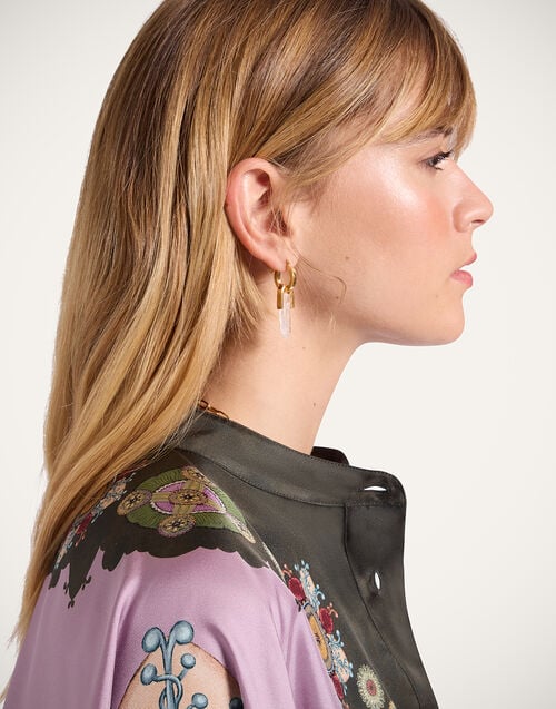 la doublej Pillar Earrings 24k Gold Plate & Clear Quartz