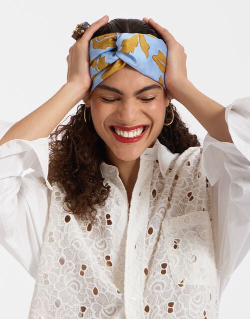 La Doublej Pinup Headband Tangle Light Blue In Twill