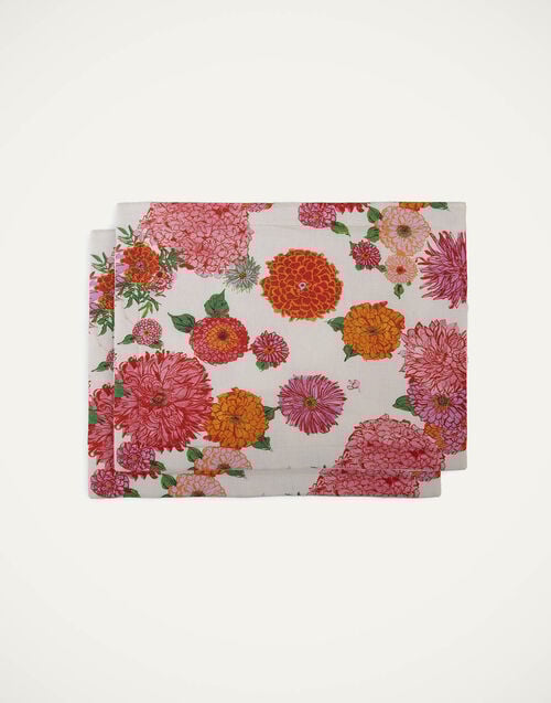 la doublej Placemat Set Of 2 Bright Blooms in Linen