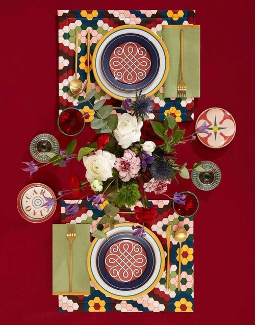 La Doublej Placemat Set Of 2 Honeycomb Tiles In Linen