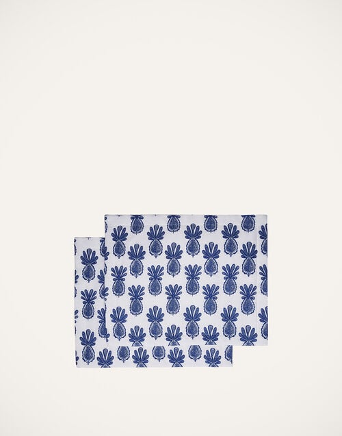 la doublej Placemat Set Of 2 Pineapple Blu in Linen