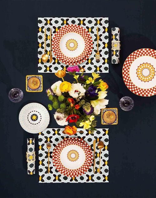 La Doublej Placemat Set Of 2 Plaza Small Light Blue In Shot Cotton