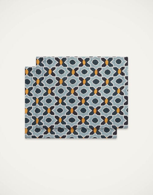 la doublej Placemat Set Of 2 Plaza Small Light Blue in Shot Cotton