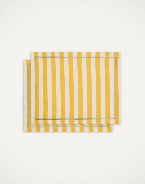 la doublej Placemat Set Of 2 Riviera Giallo in Linen