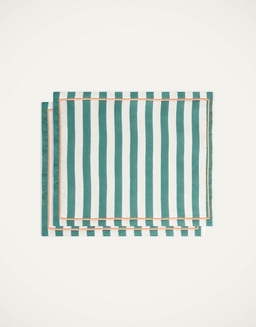 la doublej Placemat Set Of 2 Riviera Green in Linen