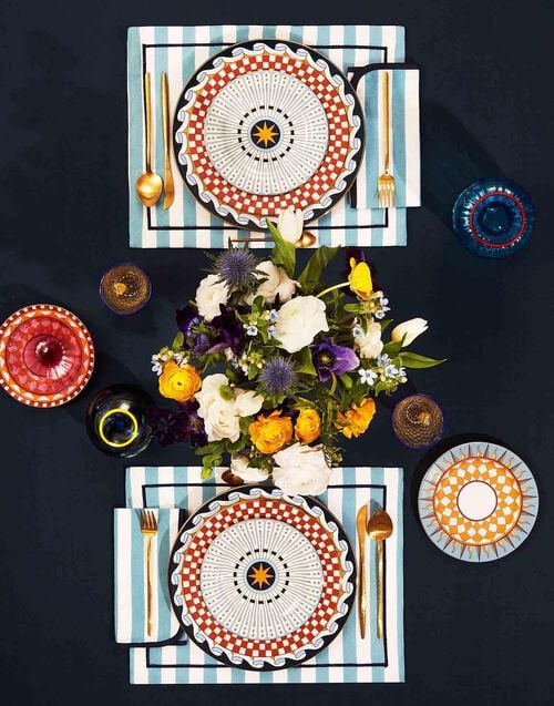 La Doublej Placemat Set Of 2 Riviera Sky Blue In Linen