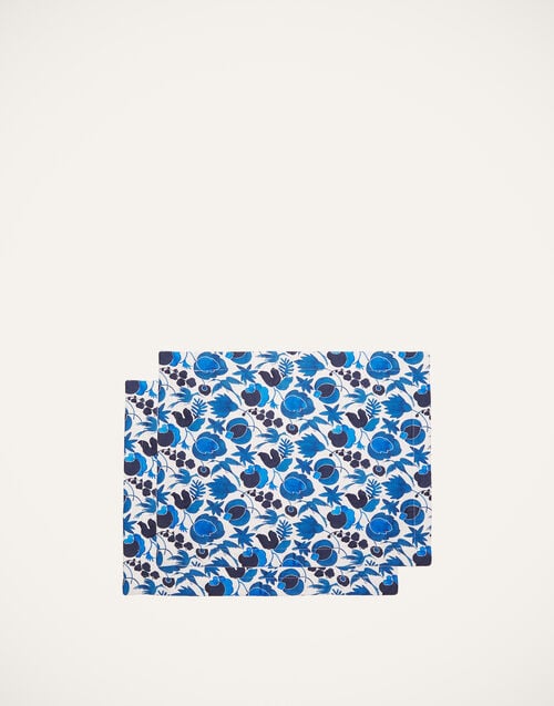 la doublej Placemat Set Of 2 Wildbird Blu Small in Linen