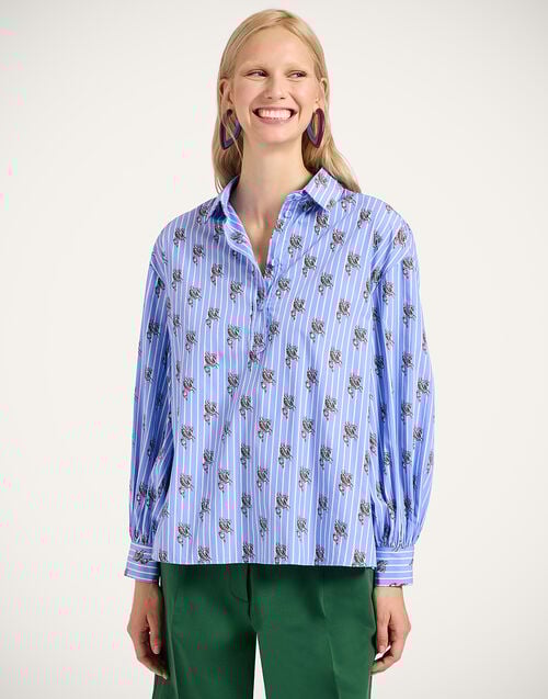 la doublej Poet Shirt Gryphos Light Blue in Cotton Poplin