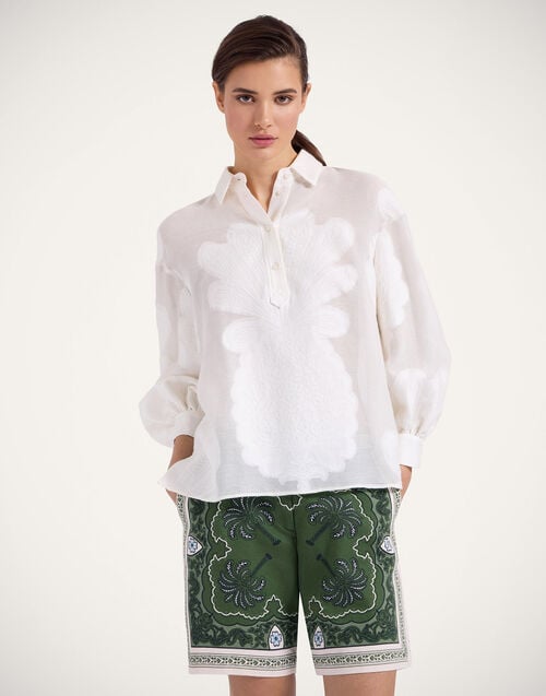 La Doublej Poet Shirt Pineapple Lace White In Jacquard