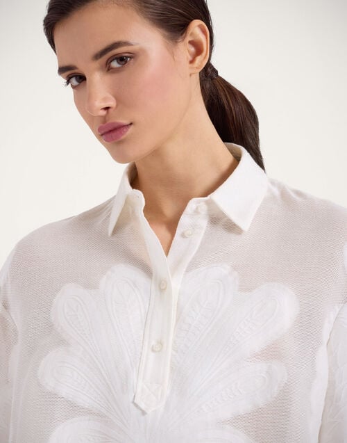 La Doublej Poet Shirt Pineapple Lace White In Jacquard