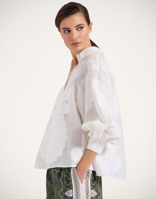 la doublej Poet Shirt Pineapple Lace White in Jacquard