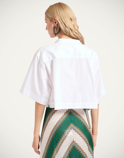 La Doublej Polo Short Shirt Solid White In Tailor Poplin