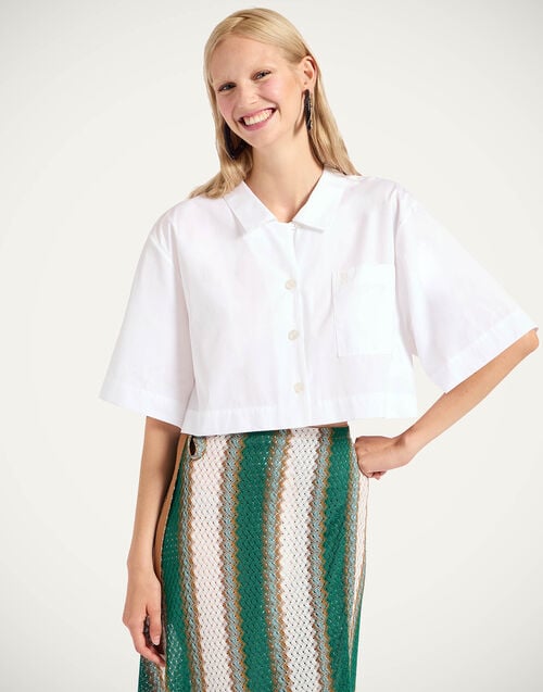 La Doublej Polo Short Shirt Solid White In Tailor Poplin