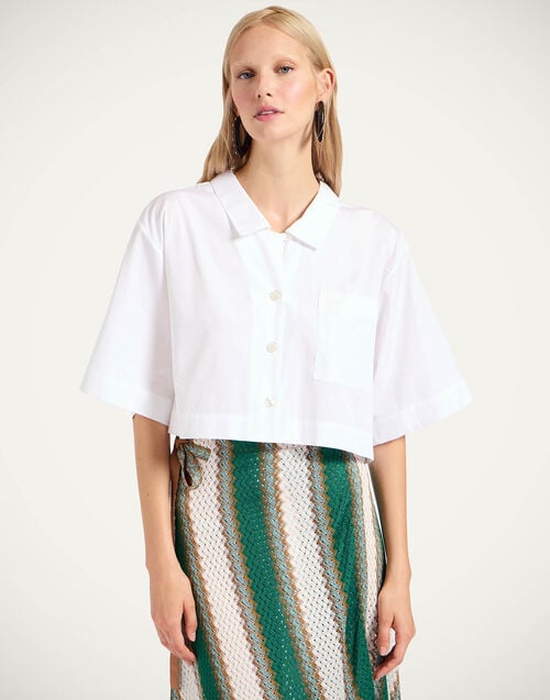 la doublej Polo Short Shirt Solid White in Tailor Poplin