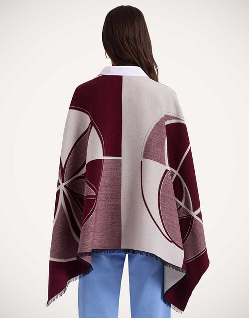 La Doublej Poncho Eclipse Placée Burgundy In Wool Silk