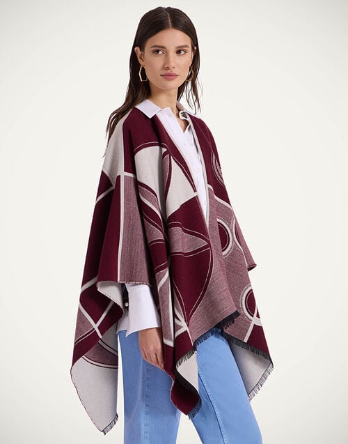 la doublej Poncho Eclipse Placée Burgundy in Wool Silk